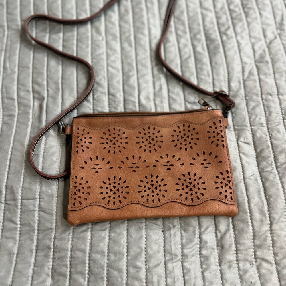 Brown Crossbody Bag with Cutout Design